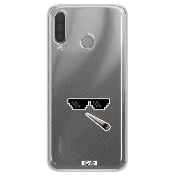 a cigarette and sunglasses Huawei P30 Lite Clear TPU Case