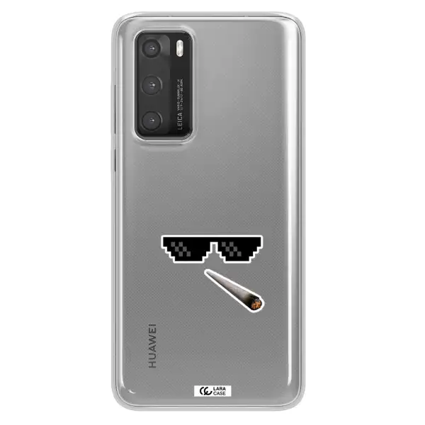 a cigarette and sunglasses Huawei P40 Clear TPU Case