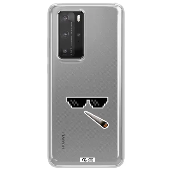 a cigarette and sunglasses Huawei P40 Pro Clear TPU Case