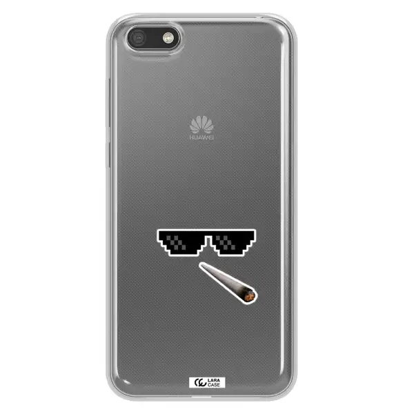 a cigarette and sunglasses Huawei Y5 2018 Clear TPU Case