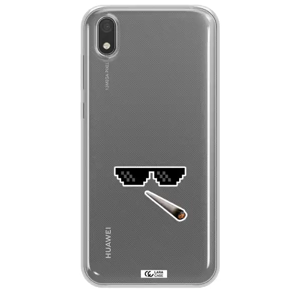 a cigarette and sunglasses Huawei Y5 2019 Clear TPU Case