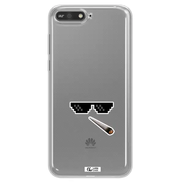 a cigarette and sunglasses Huawei Y6 2018 Clear TPU Case