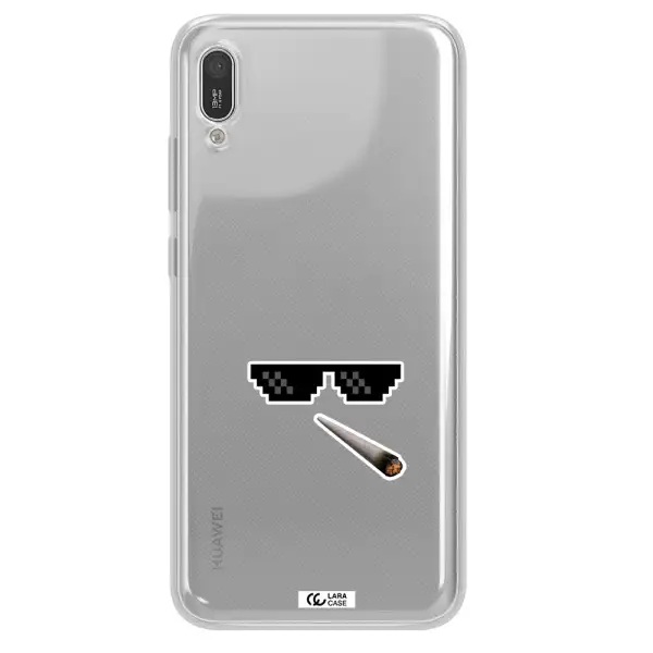 a cigarette and sunglasses Huawei Y6 Pro 2019 Clear TPU Case