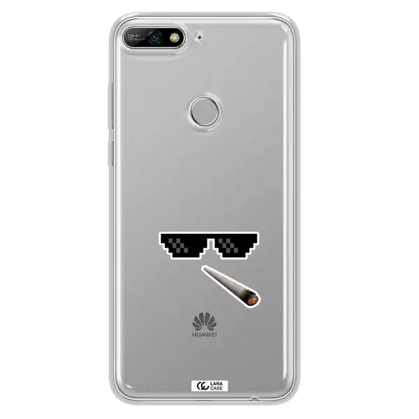 a cigarette and sunglasses Huawei Y7 2018 Clear TPU Case