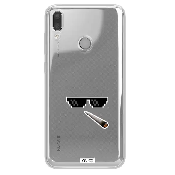 a cigarette and sunglasses Huawei Y7 2019 Clear TPU Case