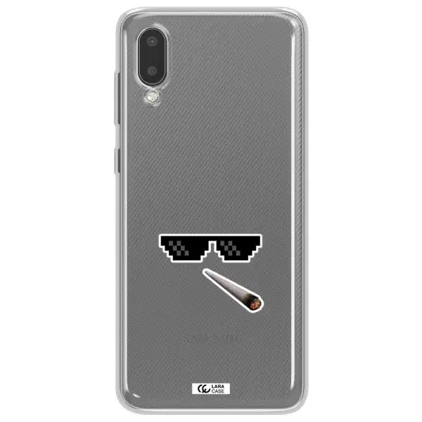 a cigarette and sunglasses Samsung A02 Clear TPU Case