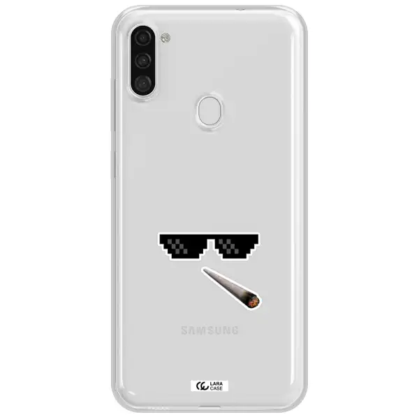 a cigarette and sunglasses Samsung A11 Clear TPU Case