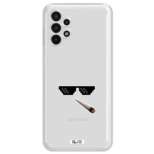 a cigarette and sunglasses Samsung A13 4g Clear TPU Case