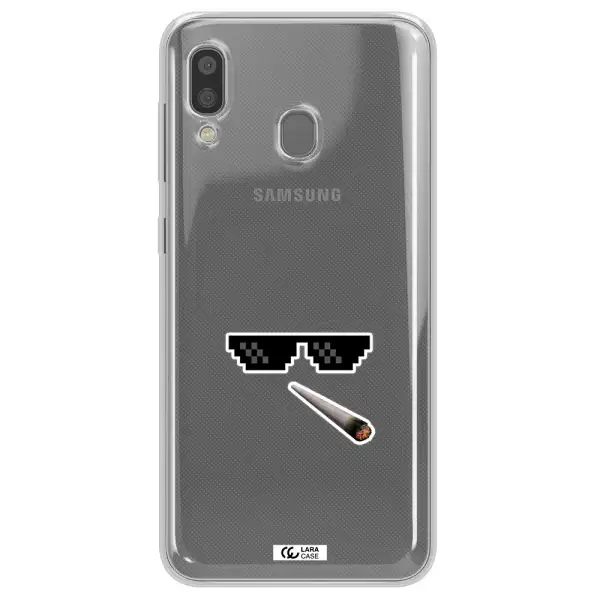 a cigarette and sunglasses Samsung A20 Clear TPU Case