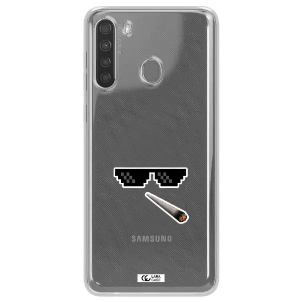 a cigarette and sunglasses Samsung A21 Clear TPU Case