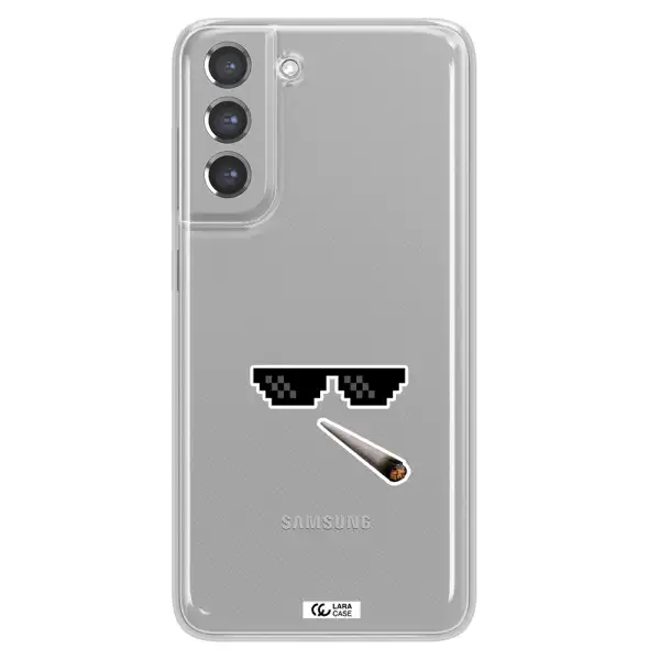 a cigarette and sunglasses Samsung A21 Fe Clear TPU Case
