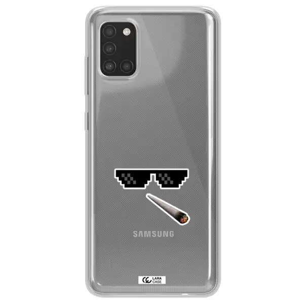 a cigarette and sunglasses Samsung A31 Clear TPU Case
