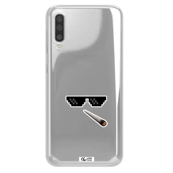 a cigarette and sunglasses Samsung A50 Clear TPU Case