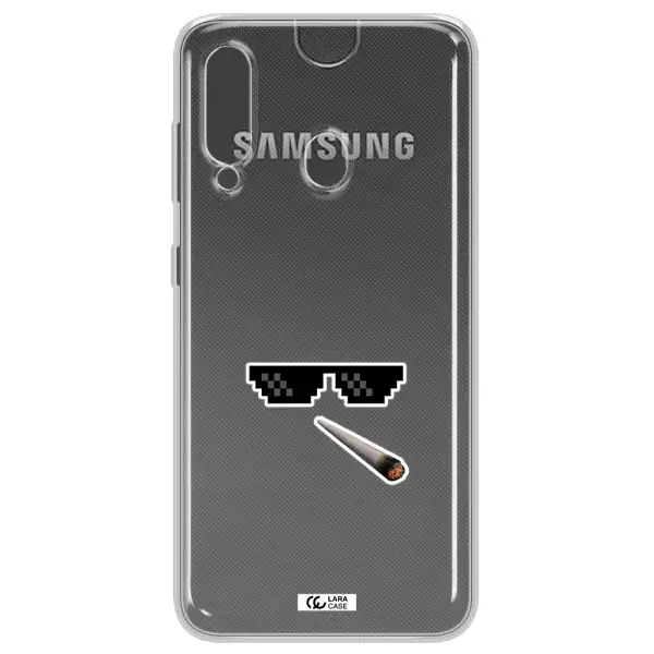 a cigarette and sunglasses Samsung A60 Clear TPU Case