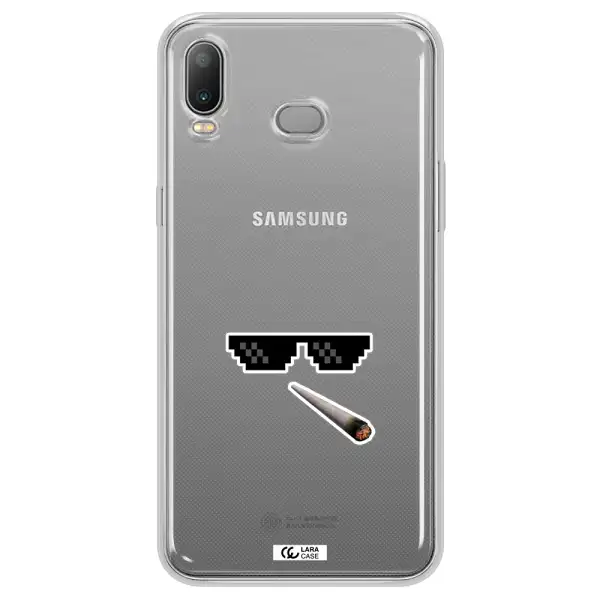 a cigarette and sunglasses Samsung A6S Clear TPU Case