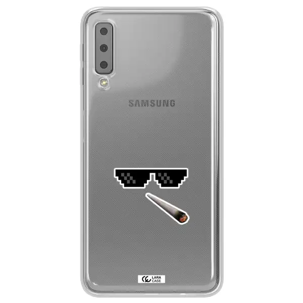 a cigarette and sunglasses Samsung A7 2018 Clear TPU Case