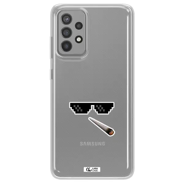 a cigarette and sunglasses Samsung A72 Clear TPU Case