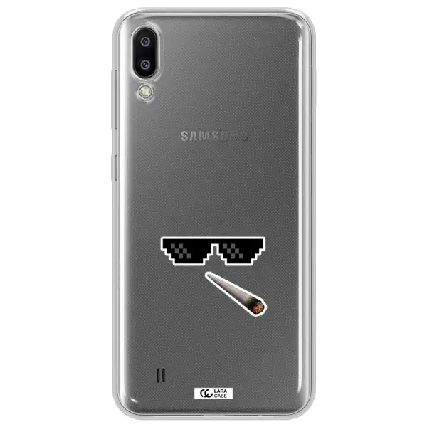 a cigarette and sunglasses Samsung M10 Clear TPU Case