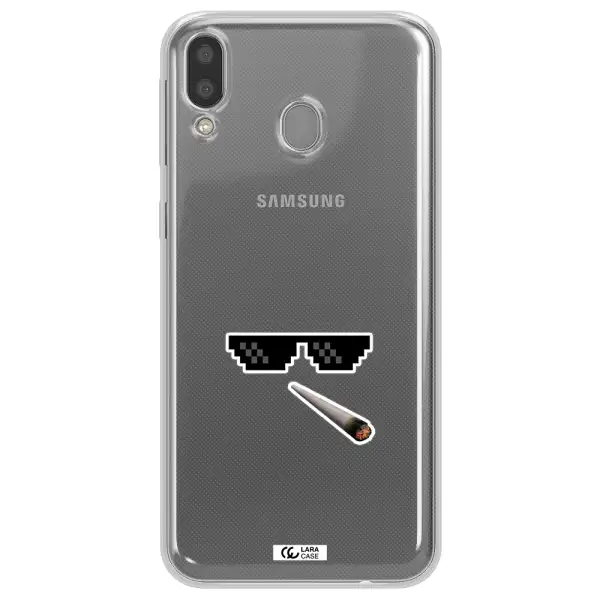 a cigarette and sunglasses Samsung M20 Clear TPU Case