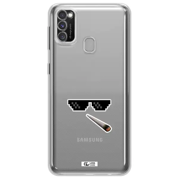 a cigarette and sunglasses Samsung M30S Clear TPU Case