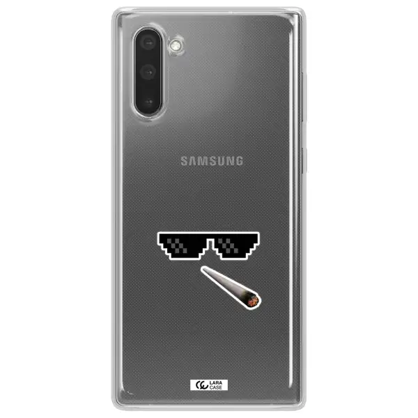a cigarette and sunglasses Samsung Note 10 Clear TPU Case