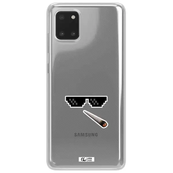 a cigarette and sunglasses Samsung Note 10 Lite Clear TPU Case