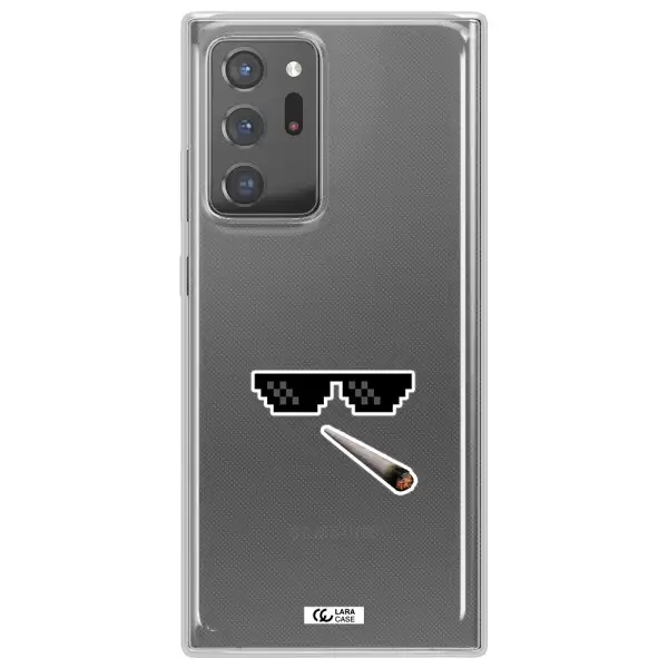 a cigarette and sunglasses Samsung Note 20 Ultra Clear TPU Case
