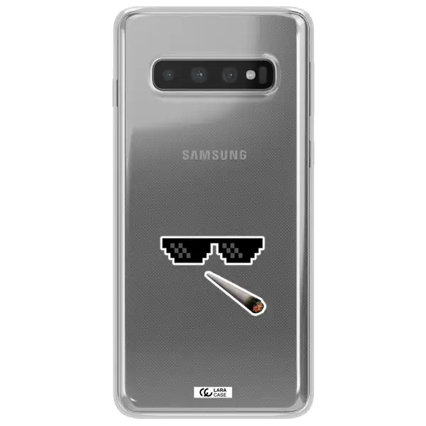a cigarette and sunglasses Samsung S10 Clear TPU Case