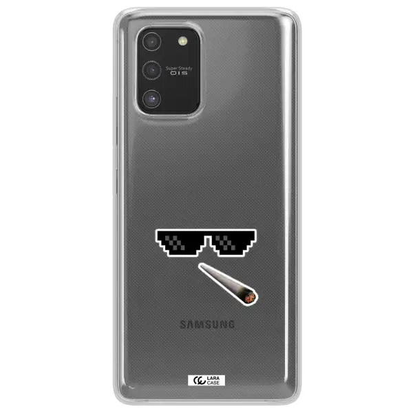 a cigarette and sunglasses Samsung S10 Lite Clear TPU Case