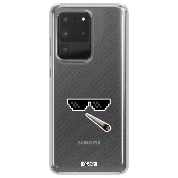 a cigarette and sunglasses Samsung S20 Ultra Clear TPU Case
