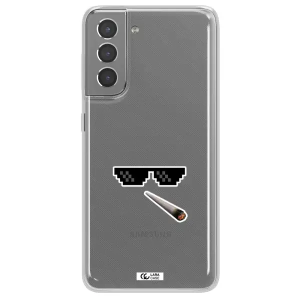 a cigarette and sunglasses Samsung S21 Plus Clear TPU Case