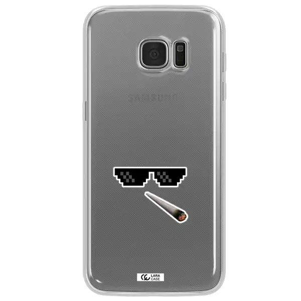 a cigarette and sunglasses Samsung S7 Edge Clear TPU Case