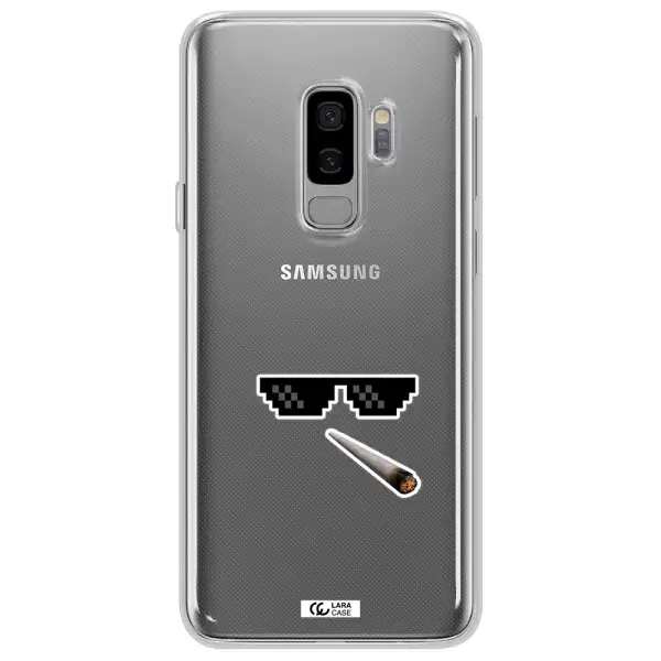 a cigarette and sunglasses Samsung S9 Plus Clear TPU Case