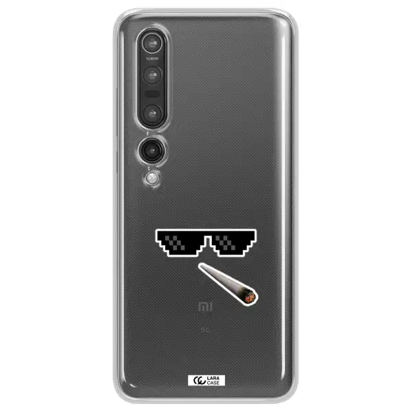 a cigarette and sunglasses Xiaomi Mi 10 Pro Clear TPU Case