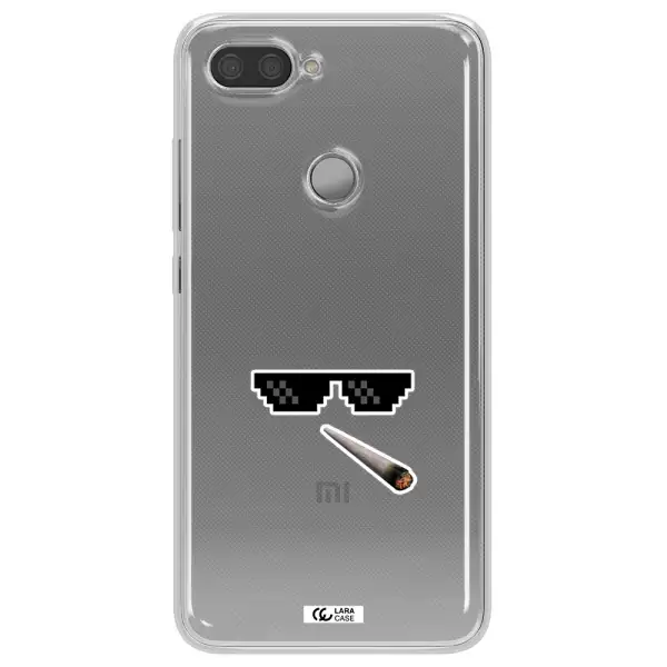 a cigarette and sunglasses Xiaomi Mi 8 Lite Clear TPU Case