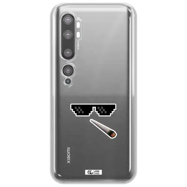 a cigarette and sunglasses Xiaomi Mi Note 10 Clear TPU Case