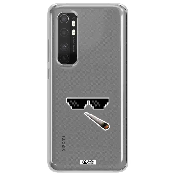 a cigarette and sunglasses Xiaomi Mi Note 10 Lite Clear TPU Case
