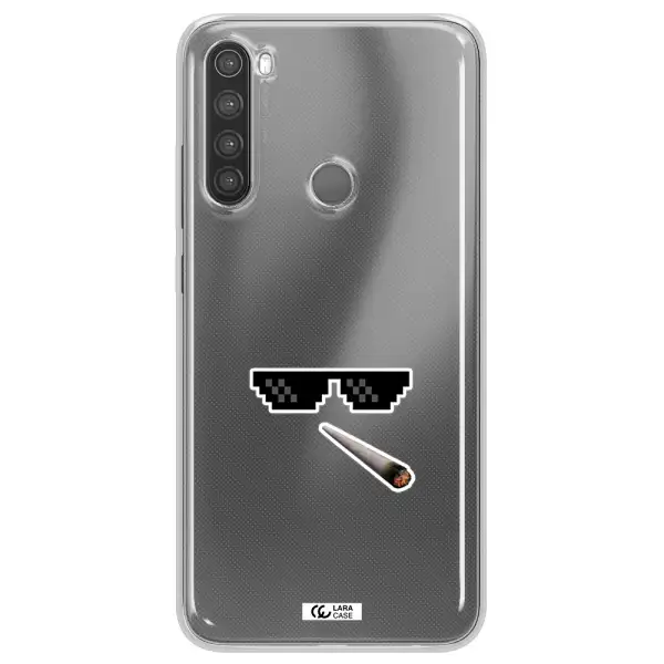 a cigarette and sunglasses Xiaomi Note 8 Clear TPU Case