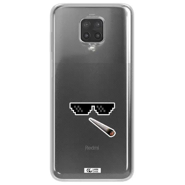 a cigarette and sunglasses Xiaomi Note 9 Pro Clear TPU Case