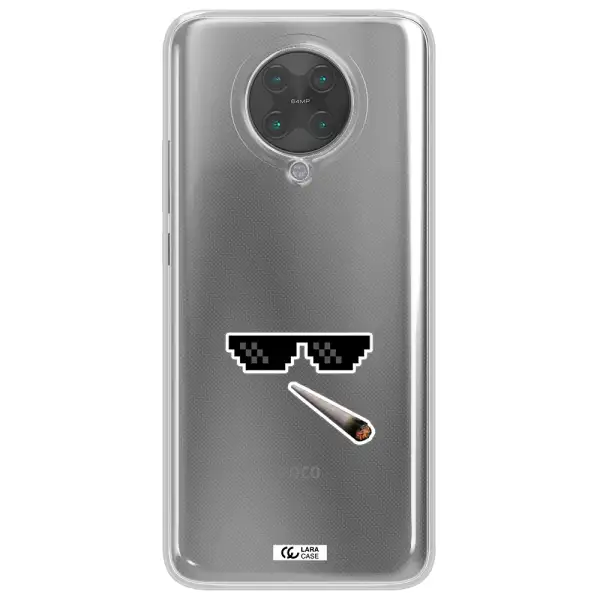 a cigarette and sunglasses Xiaomi Poco F2 Pro Clear TPU Case