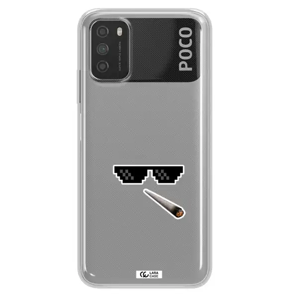 a cigarette and sunglasses Xiaomi Poco M3 Clear TPU Case