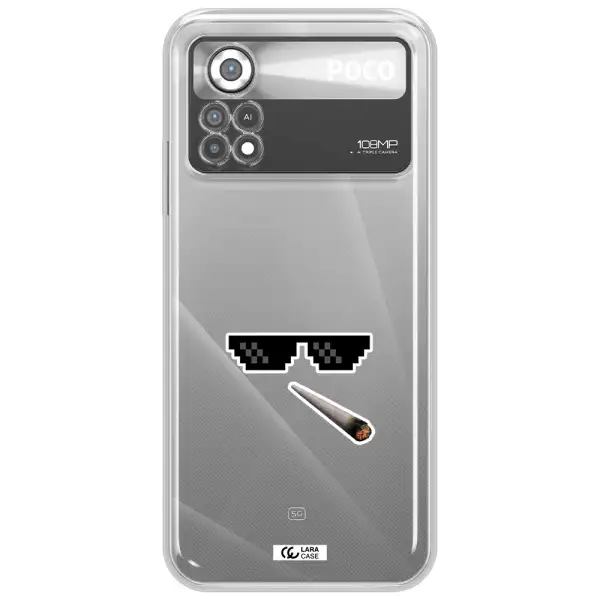 a cigarette and sunglasses Xiaomi Poco X4 Pro Clear TPU Case