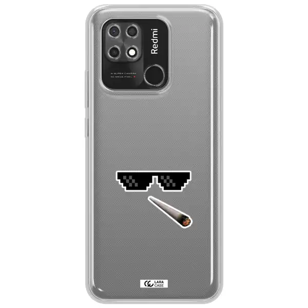 a cigarette and sunglasses Xiaomi Redmi 10C Clear TPU Case