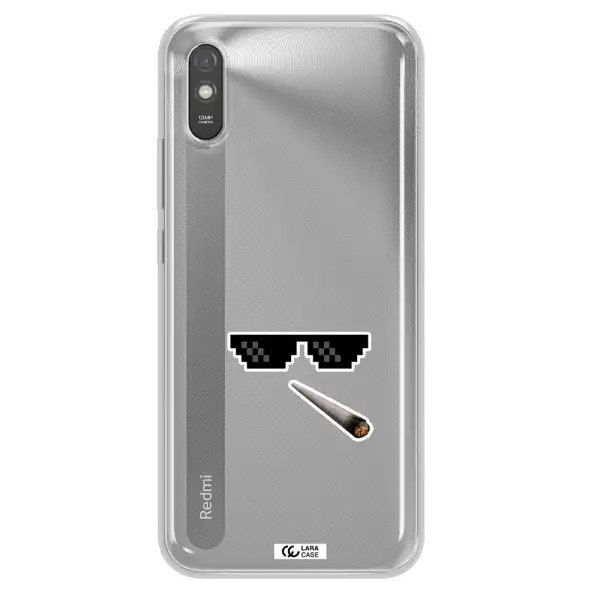 a cigarette and sunglasses Xiaomi Redmi 9A Clear TPU Case