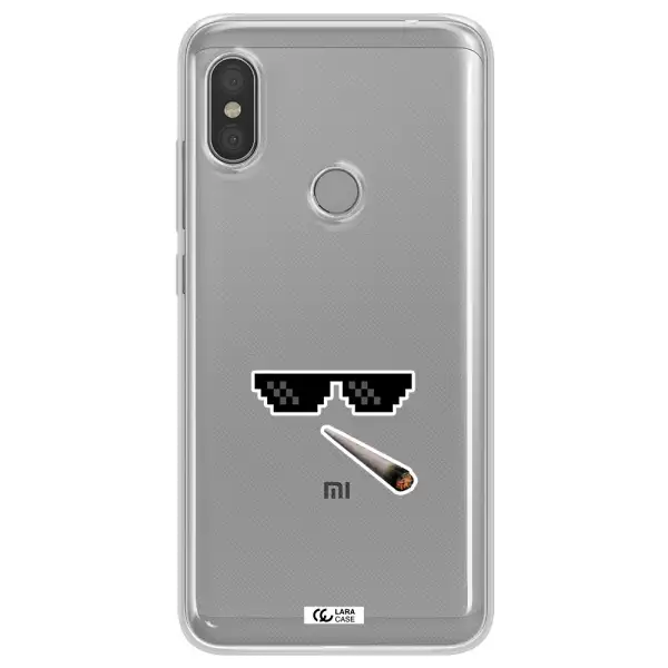 a cigarette and sunglasses Xiaomi Redmi Note 6 Pro Clear TPU Case