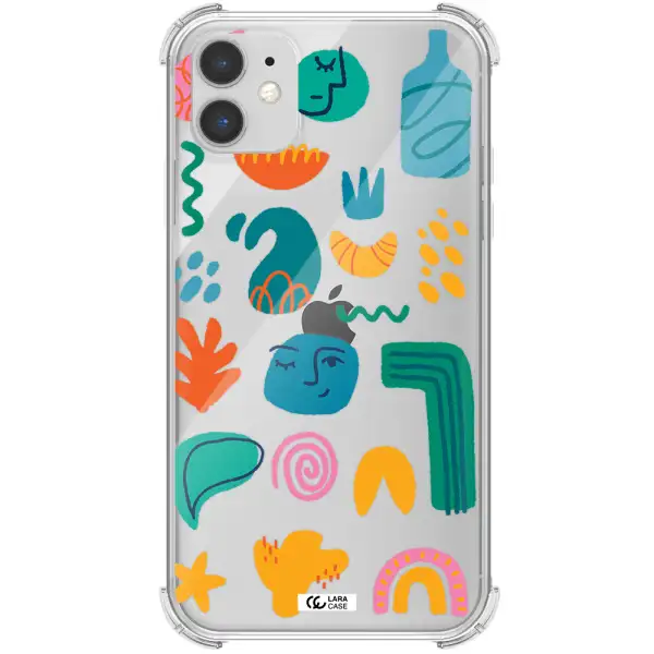 a collection of colorful shapes Apple iPhone 11 Clear PC Case