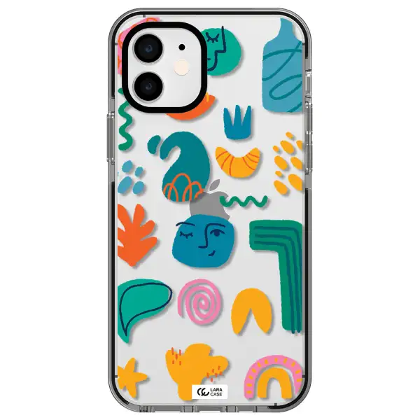 a collection of colorful shapes Apple iPhone 11 impact black border Case