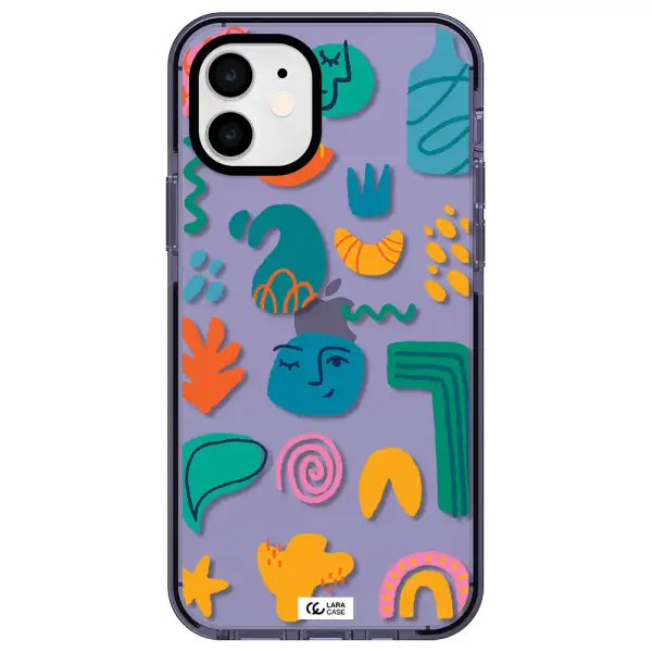 a collection of colorful shapes Apple iPhone 11 impact Lilac Case