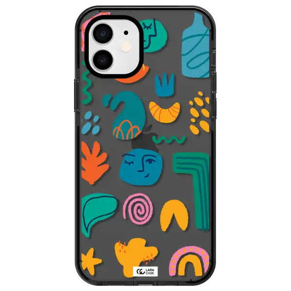 a collection of colorful shapes Apple iPhone 11 impact Smoke Black Case