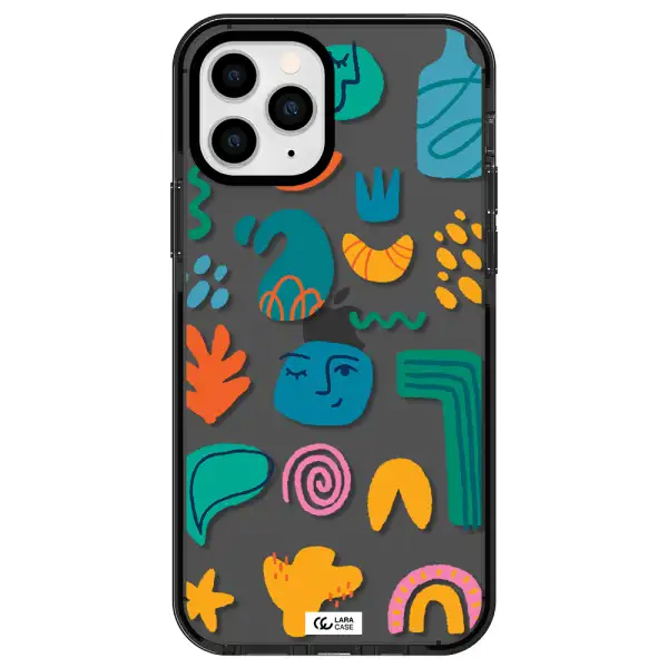 a collection of colorful shapes Apple iPhone 11 pro impact Smoke Black Case
